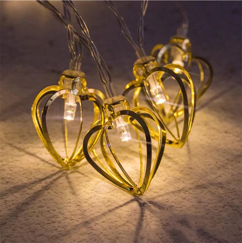 Гірлянда металеві Сердечка 10 LED 2 м Жовтий (443)