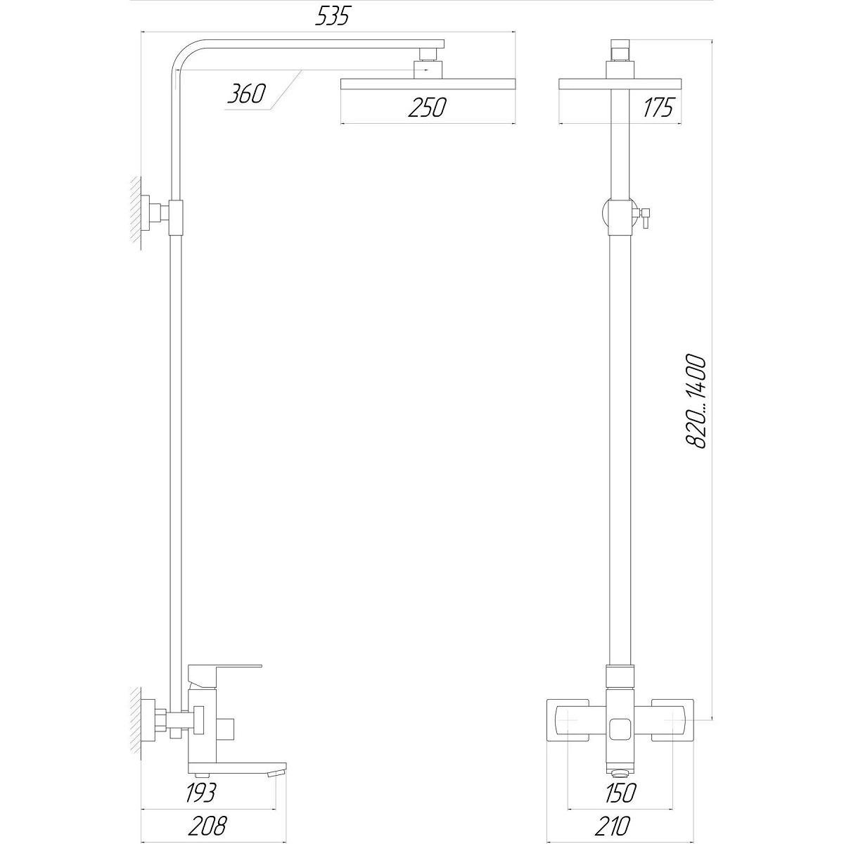 Душова система із змішувачем чорного кольору Verona Black SH-04-BB (21187) - фото 6