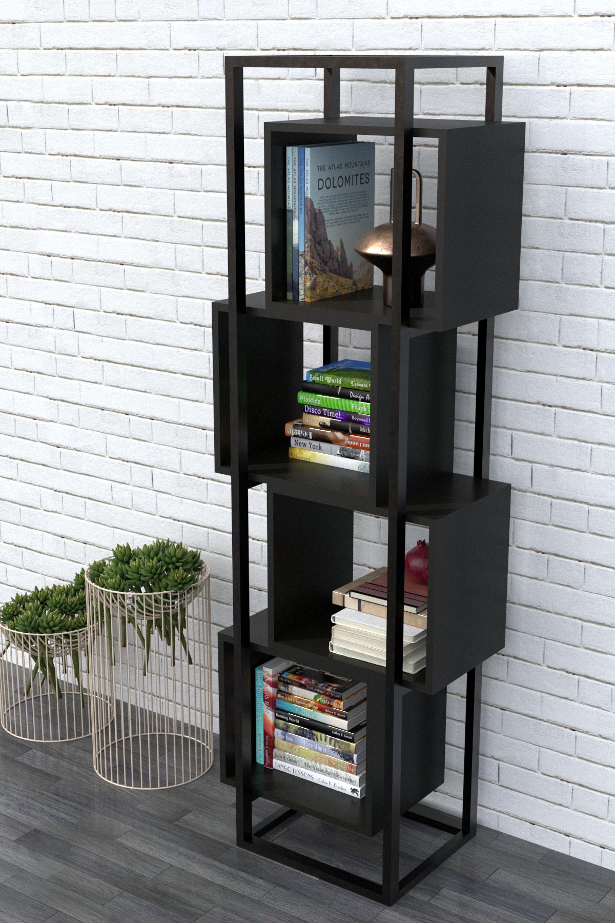 Стеллаж для книг EcoLoft Elara DSP-1156 в стиле лофт Черный (24365536)