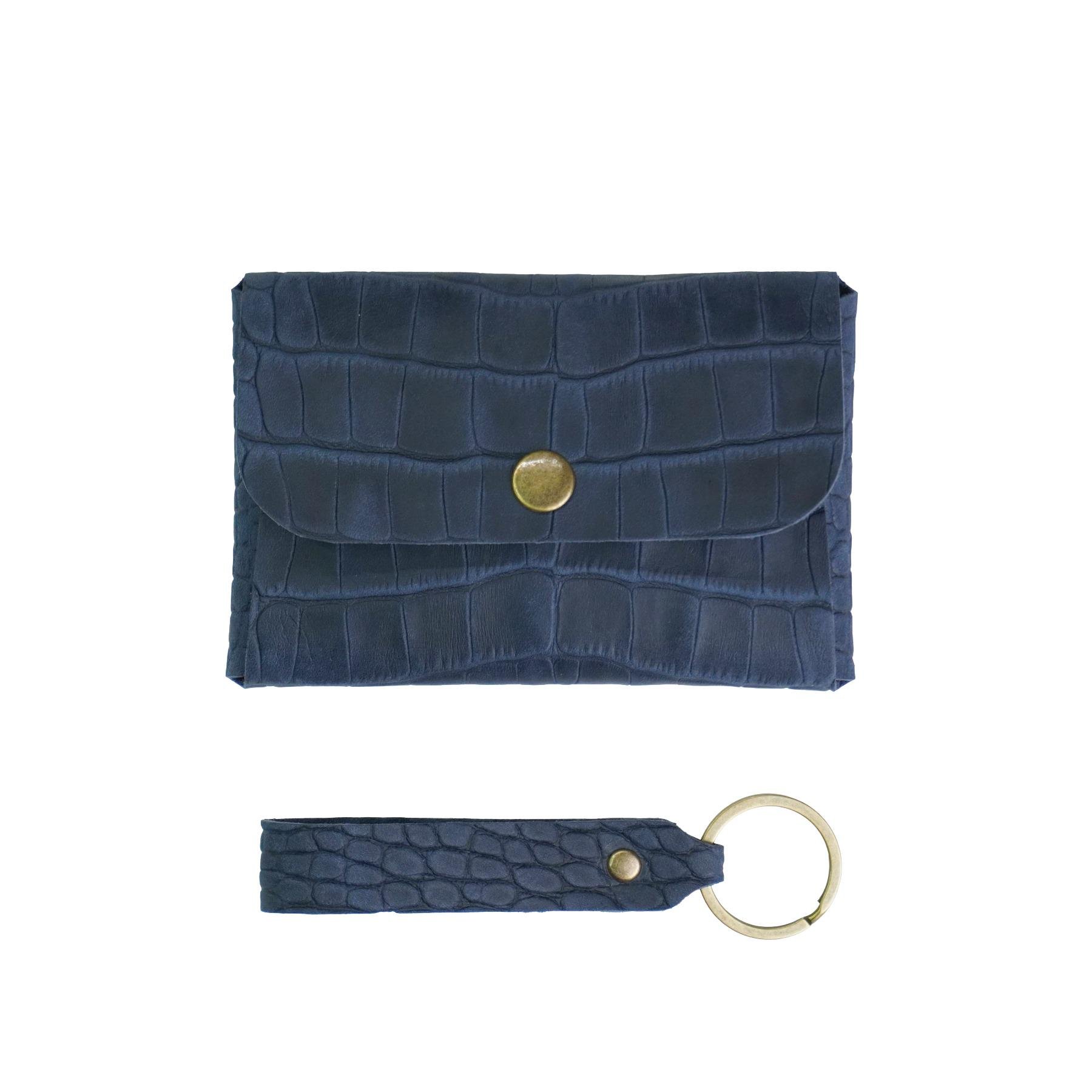 Гаманець шкіряний Крокодил Mini-02 Синій