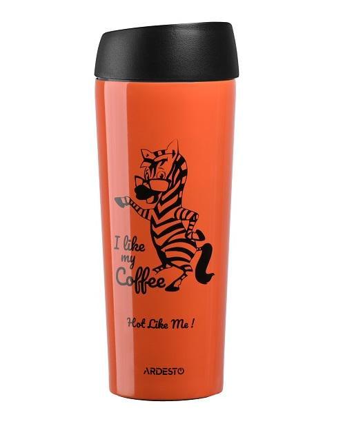 Термочашка Ardesto Coffee Time Zebra 450 мл Оранжевый (25583)