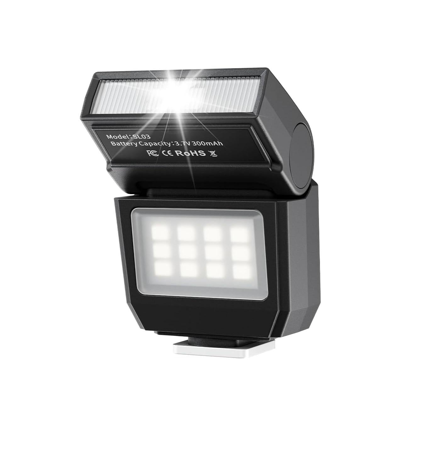 Портативная вспышка Ulanzi SL03 с видеоподсветкой 6500K углом наклона 90° и креплением на горячий ботинок Black (SL03)