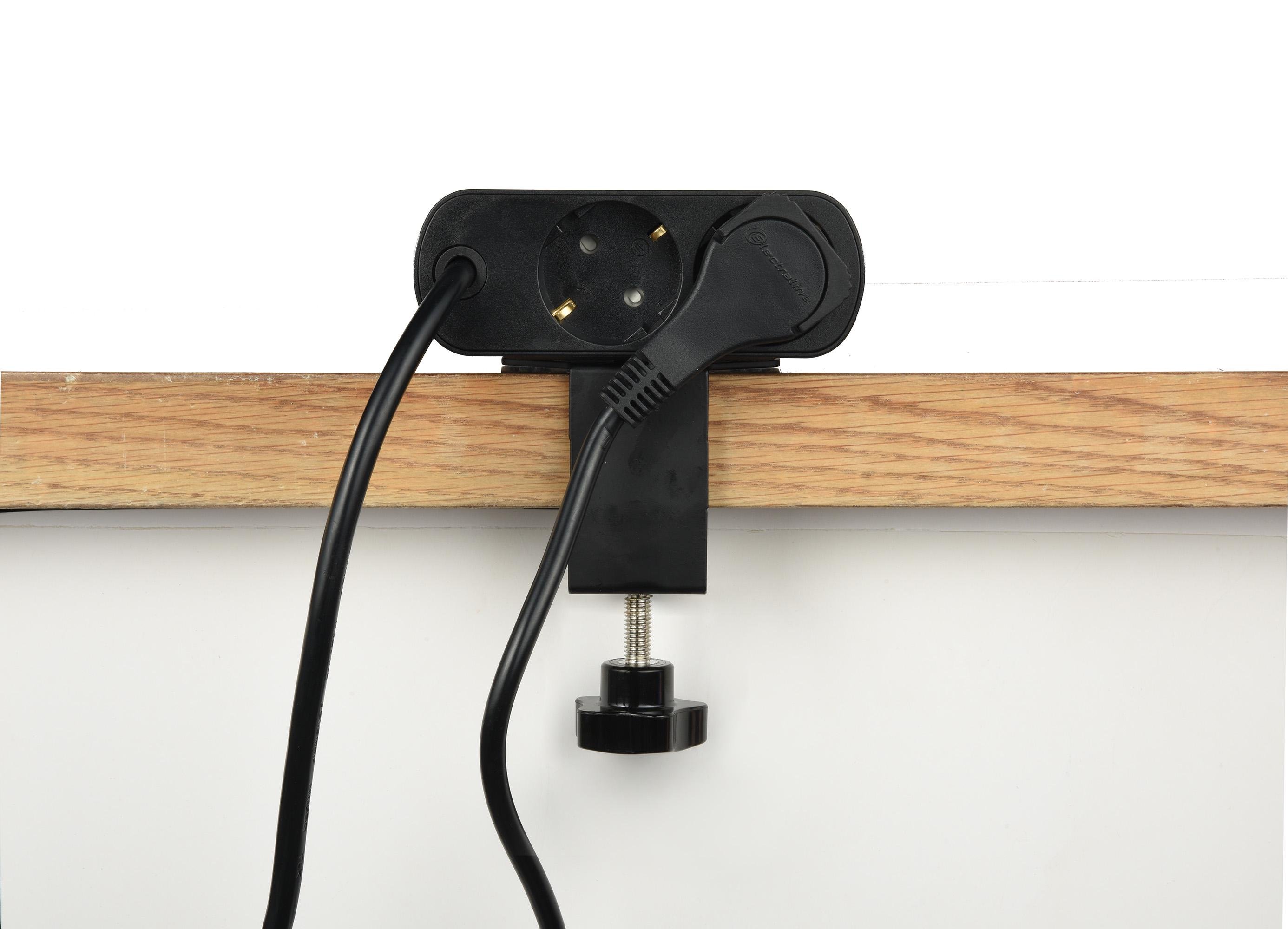 Зарядний блок із фіксатором Electraline Schuko 2 розетки 3хUSB-C PD 65 Вт /1хUSB-A 2 м Алюміній/Чорний - фото 6