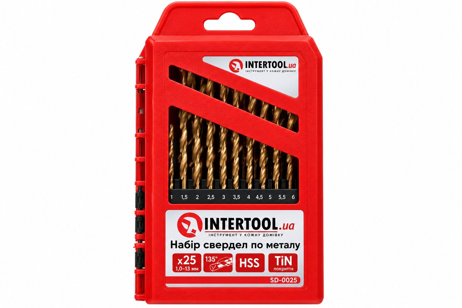 Набір свердел по металу Intertool 25 шт. 1-13 мм титан (SD-0025)