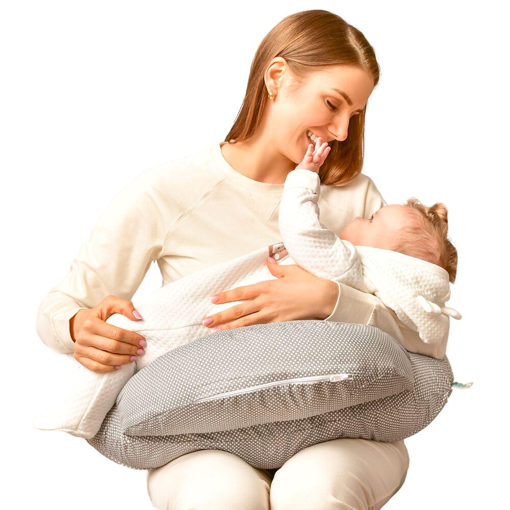 Подушка для кормления Диванчик Полоска антиаллергенное волокно с молнией 60х70х16 см Пудровый (25966) - фото 2