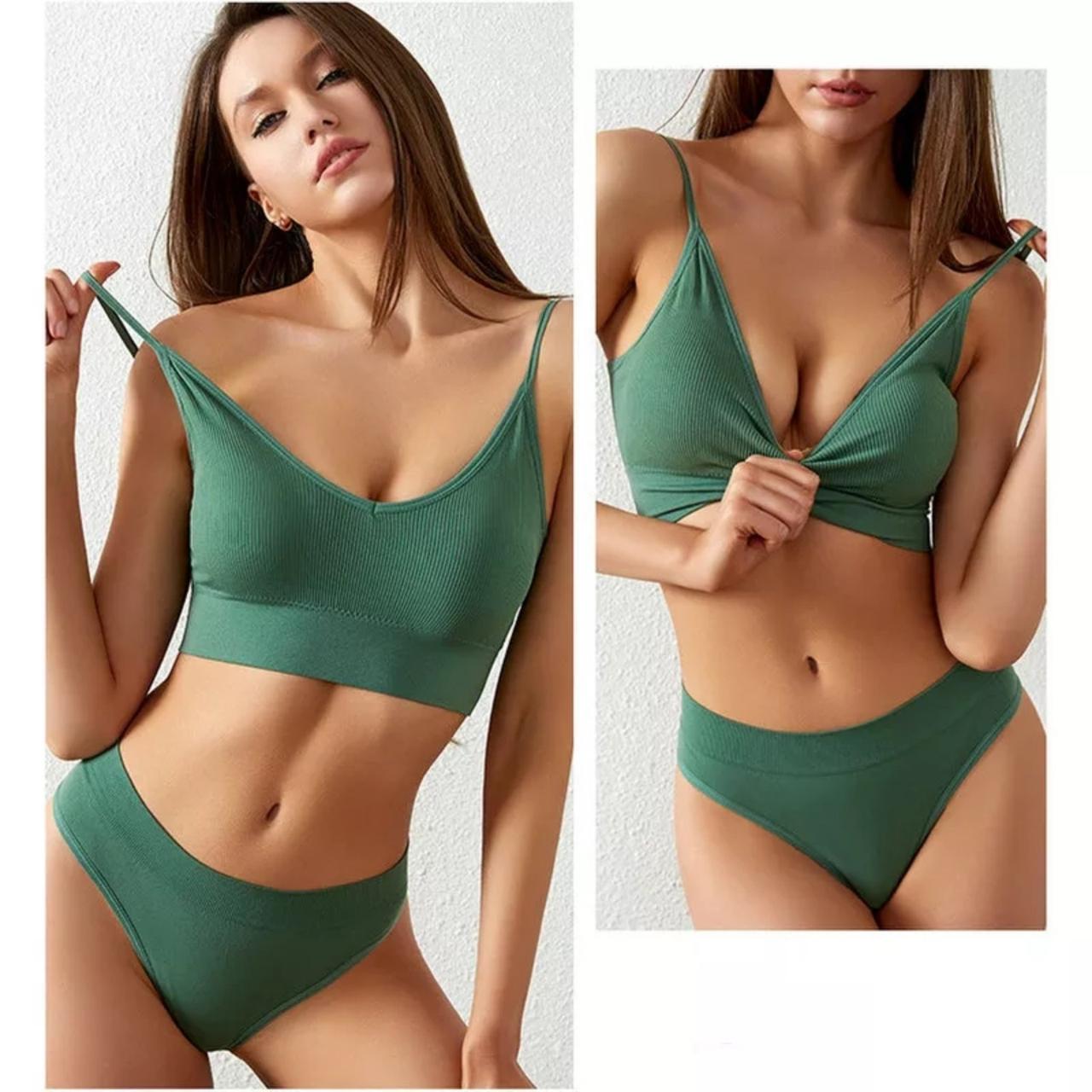 Комплект нижньої білизни в рубчик S/M Зелений (1710516826) - фото 7 Комплект нижньої білизни в рубчик S/M Зелений (1710516826) - фото 7