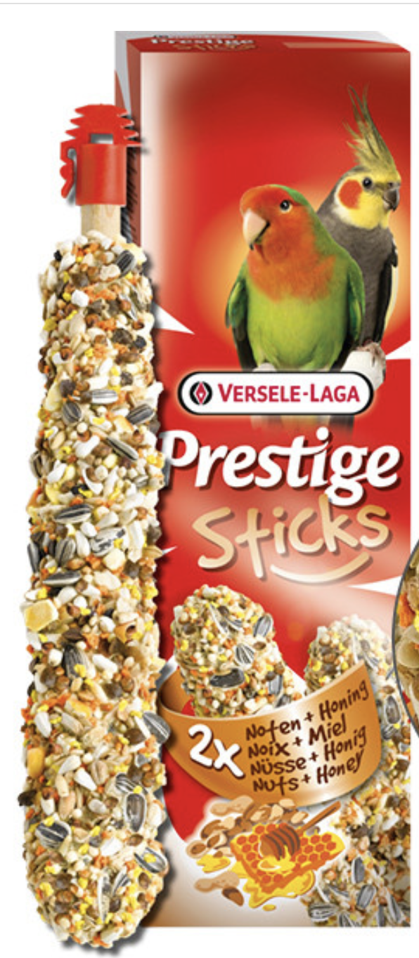 Ласощі для середніх папуг Versele-Laga Prestige Sticks Big Parakeets Nuts&Honey горіхи з медом 140 г (223130)