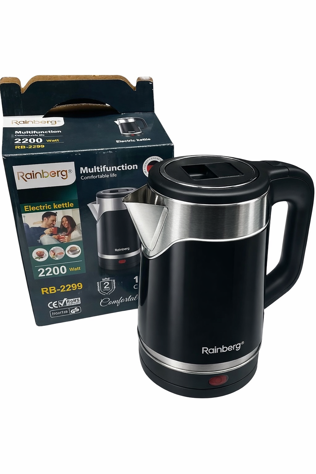 Електрочайник Rainberg RB-2299 дисковий нагрівач нержавіюча сталь 2200W 1,7 л (32544121)