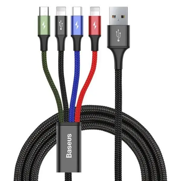 Кабель BASEUS Fast Cable USB to Lightning2/Type-C/MicroUSB CA1T4-A01 4в1 3,5 A 1,2 м Black