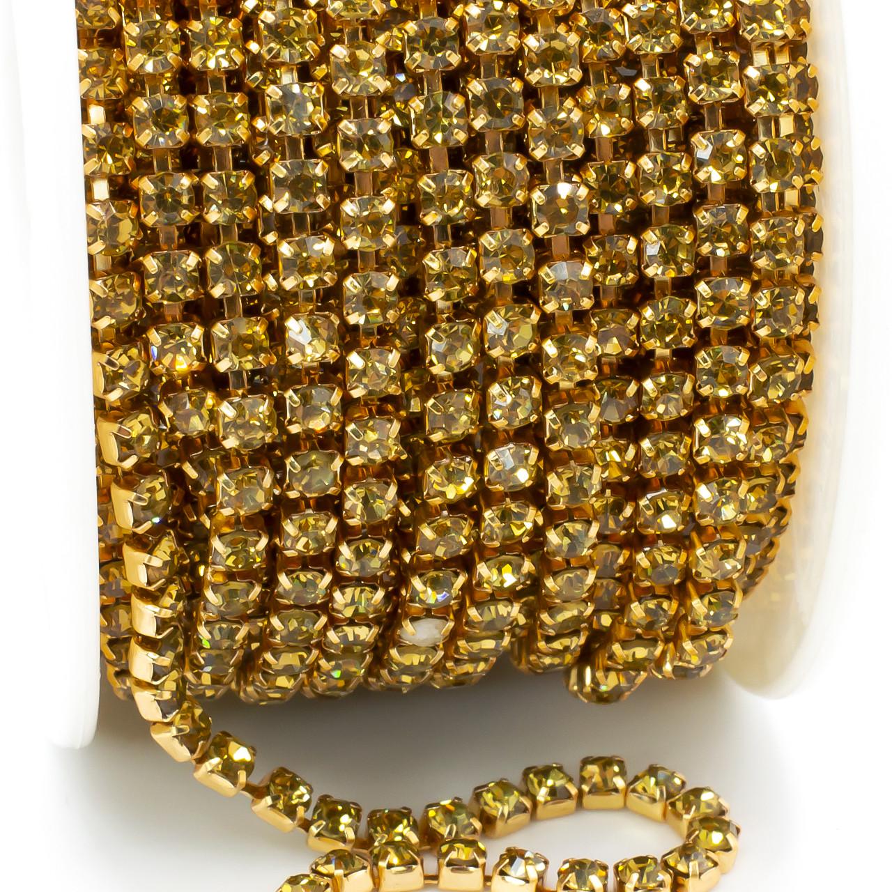 Цепь стразовая SS10 2,8 мм 1 м LCT gold (ЦС1003о19)