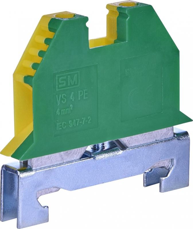 Клема гвинтова набірна ETI VS 4 PE 35А 4 мм2 х 48х7,5х43 мм заземлення Жовто-зелений (3901476)