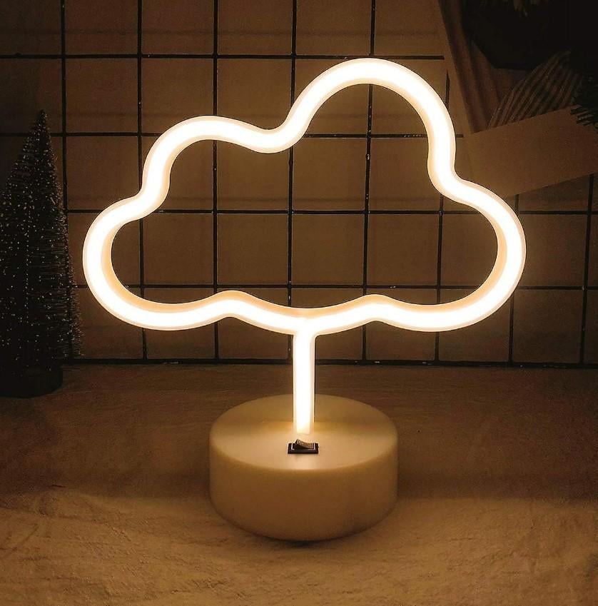 Нічник неоновий Decoration Lamp Хмаринка USB 3хАА 5 В 23x22x10 см Білий (13550685)