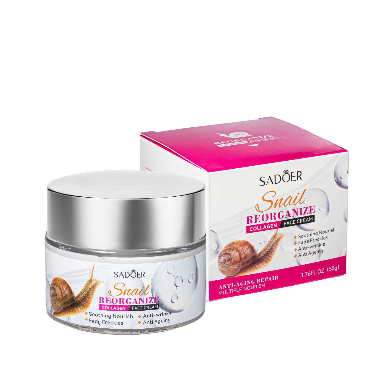 Крем для обличчя антивіковий Sadoer Snail Collagen Reorganizing з муцином равлики 50 г (2179615008) Крем для обличчя антивіковий Sadoer Snail Collagen Reorganizing з муцином равлики 50 г (2179615008)