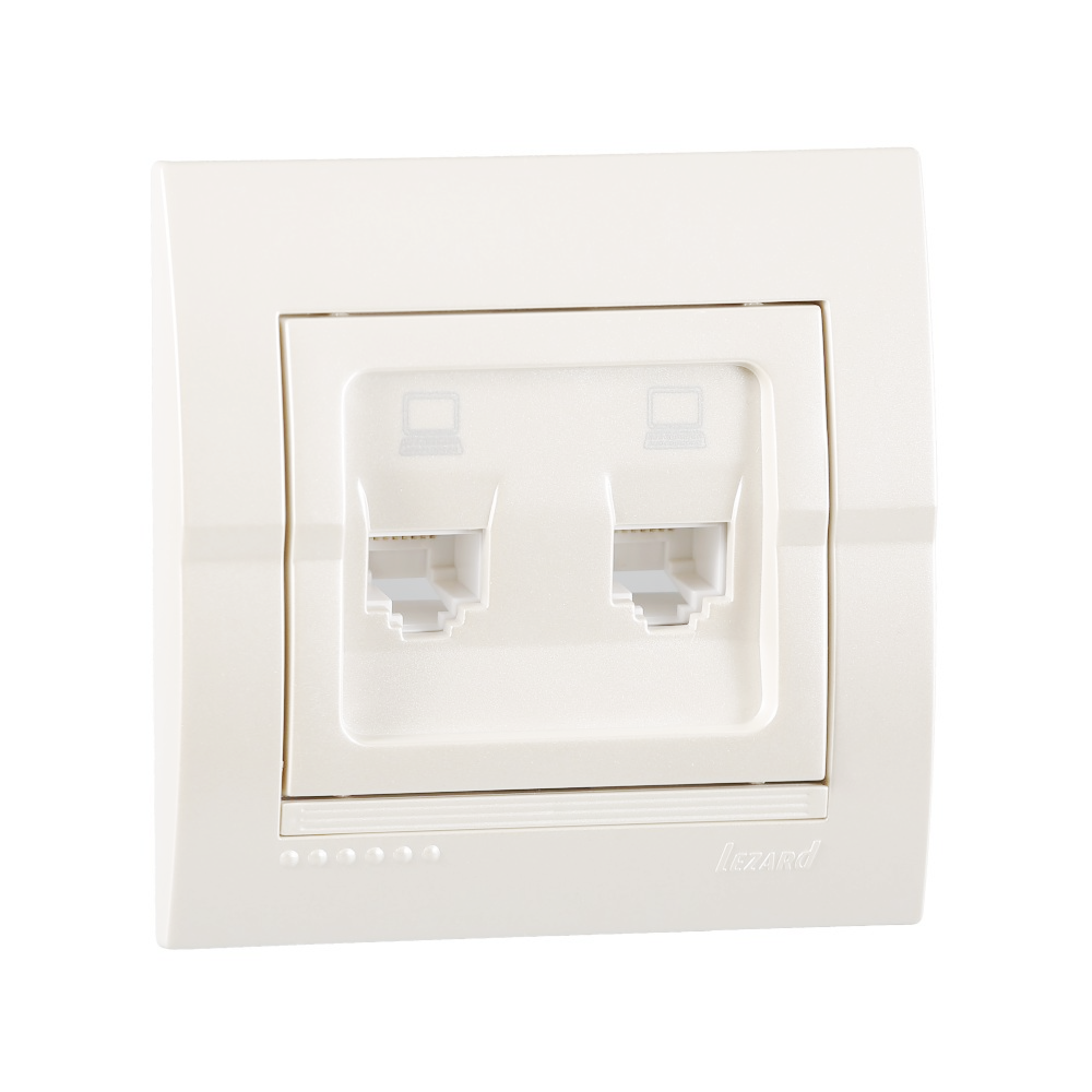 Розетка Lezard Deriy 2-я компьютерная Белый металлик