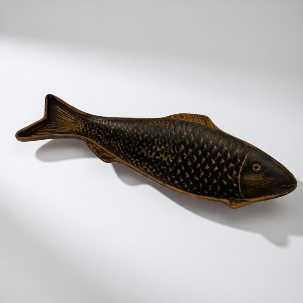 Блюдо для рыбы Украинская глиняная посуда из красной глины глазурованная керамика 35 см (2931807033)