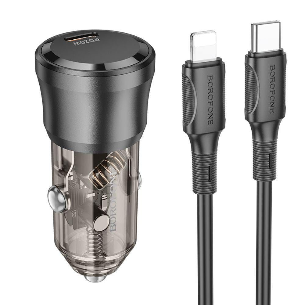 Зарядний пристрій автомобільний Borofone BZ24 1USB-C QC/PD20W+Type-C to Lightning (27761356)