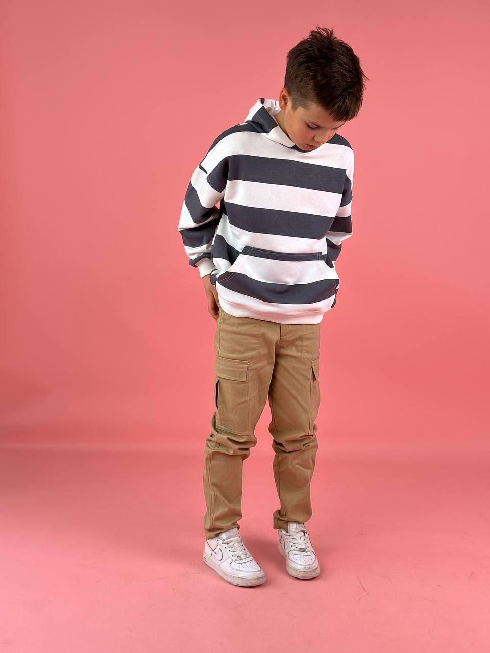 Худи для мальчика STAY 140 см Бело-серый (А8985)