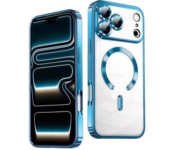 Чехол силиконовый Fashion Shining для iPhone 17 Pro с поддержкой беспроводной зарядки Голубой