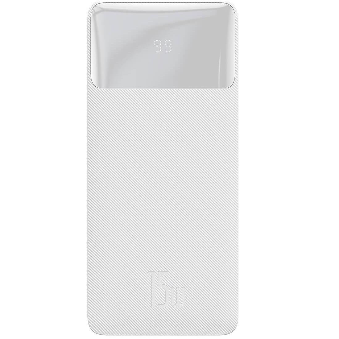 Повербанк BASEUS PPDML-I02 Bipow Digital Display 10000 mAh 2USB/1Type-C 3A/15W QC 153x69x17 мм White (536901)