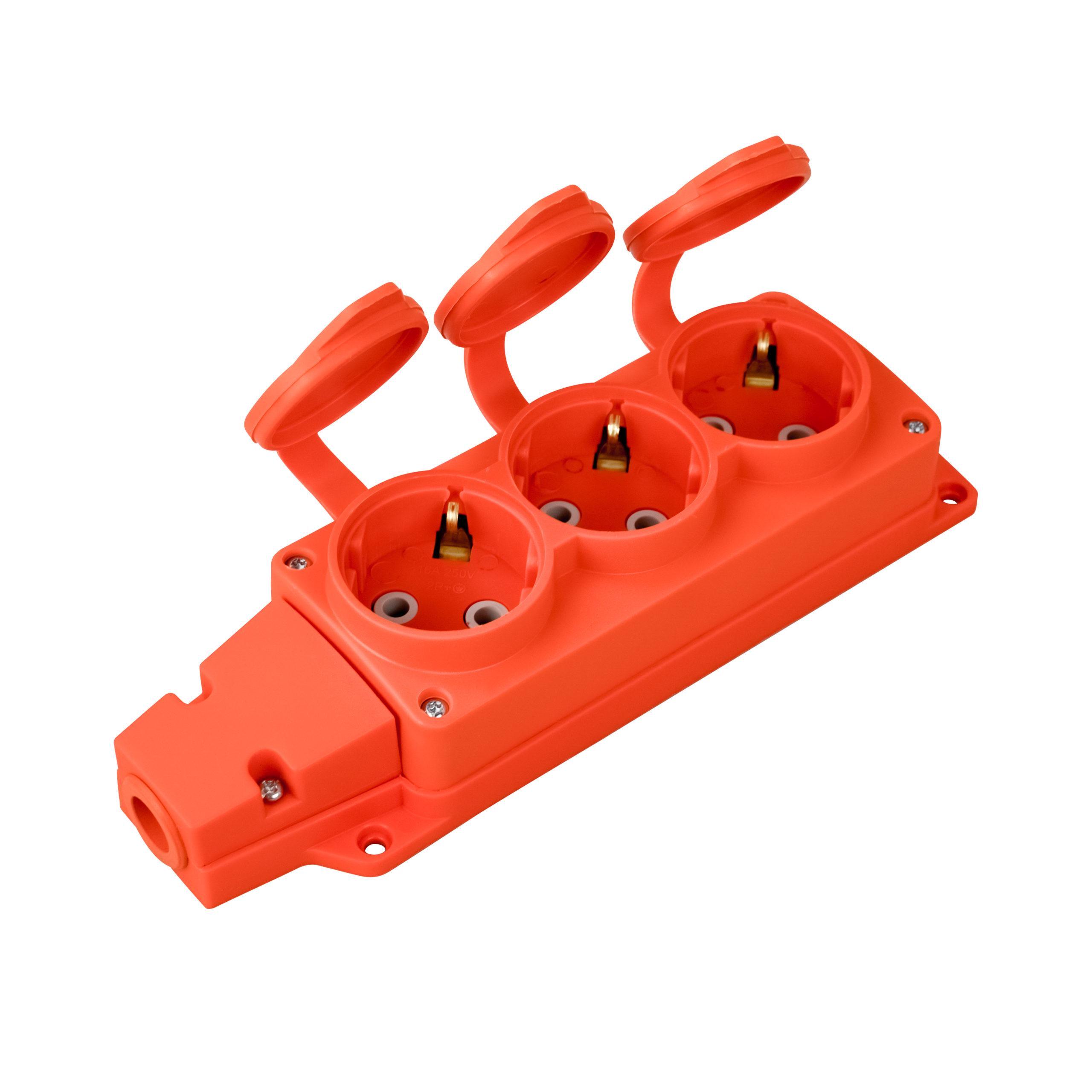 Колодка потрійна каучукова HOROZ ELECTRIC 16A 250V Помаранчевий (221-000-301) Колодка потрійна каучукова HOROZ ELECTRIC 16A 250V Помаранчевий (221-000-301)