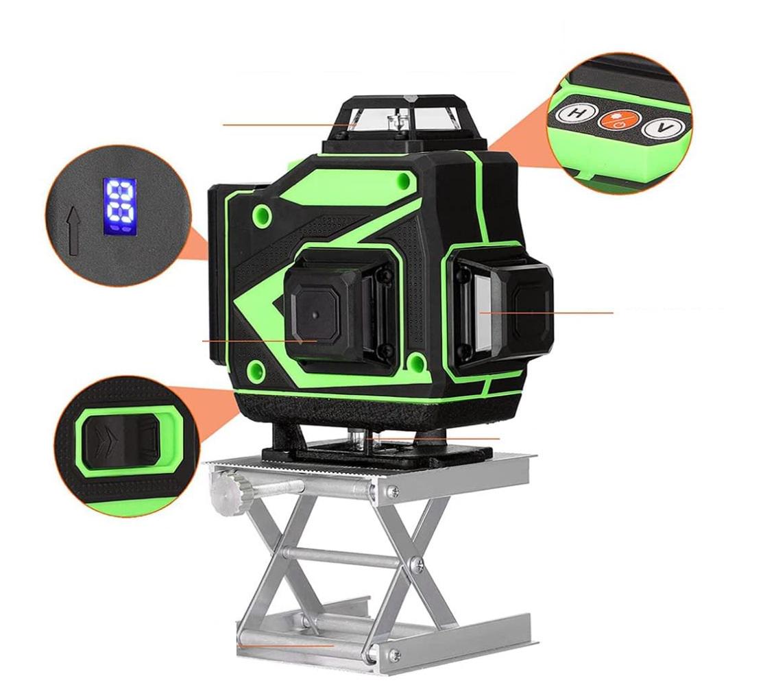 Лазерний рівень нівелір HILDA 4D Ultra із зеленим променем на 16 ліній 360 градусів 2025 зі штативом - фото 20