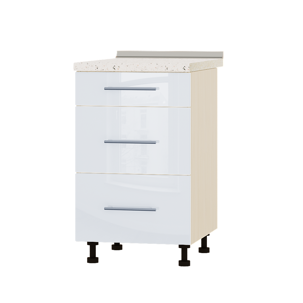 Шкаф нижний Эверест Акрил модуль Низ Н87-500 50х47х85 см Белый глянец/Дуб Молочный (04691)