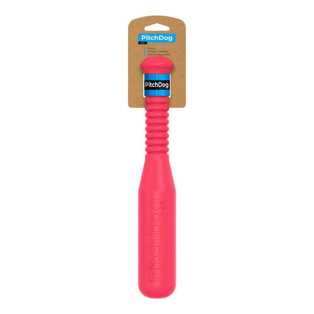 Игровая бита для апортировки PitchDog, длина 35 см d 6 см розовый