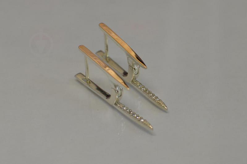 Серебряные серьги Sil с золотыми вставками 127s Золотистый (Sil-815)