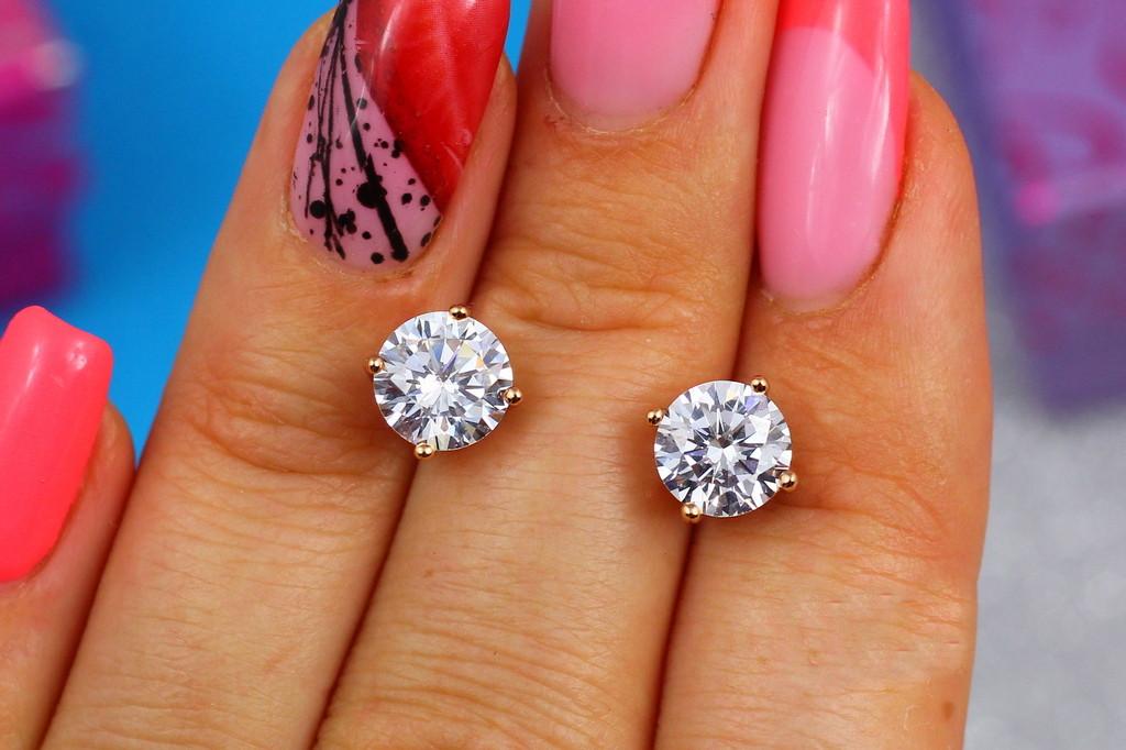 Серьги гвоздики Xuping Jewelry с камнем  7 мм Золотистый