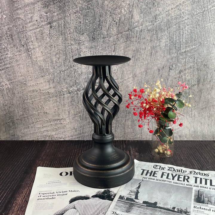 Подсвечник для больших свечей Короткий Черный (1241_9-392)