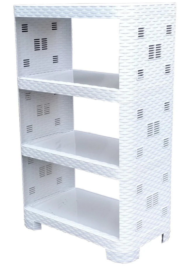 Полка для обуви пластиковая Ротанг на 4 яруса Светло-серый (MR12490) Полка для обуви пластиковая Ротанг на 4 яруса Светло-серый (MR12490)