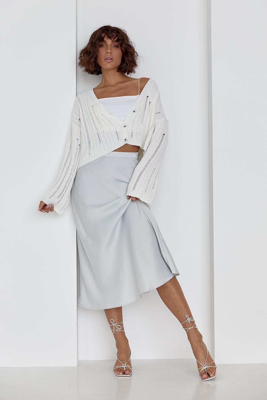 Кардиган укороченный с рваной вязкой L Молочный (11643844) - фото 6 Кардиган укороченный с рваной вязкой L Молочный (11643844) - фото 6