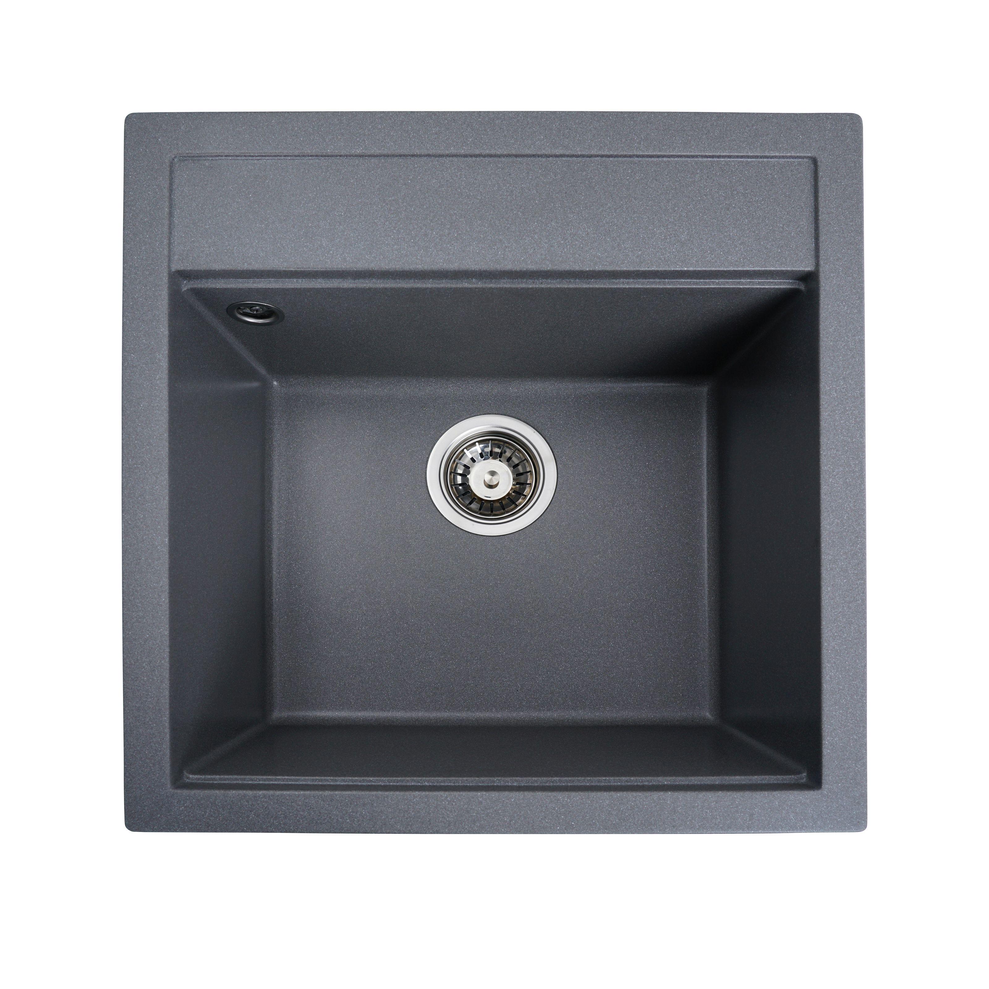 Мойка кухонная Platinum PLS-A26581 гранитная прямоугольная 485x505 мм Серый (25959111)