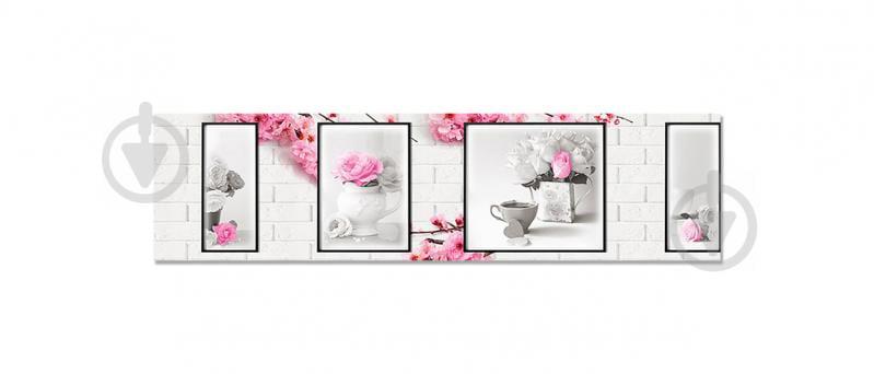 Наклейка виниловая кухонный фартук  Zatarga  "Белые кирпичи и Цветы"  650х2500 мм (Z181315/1)