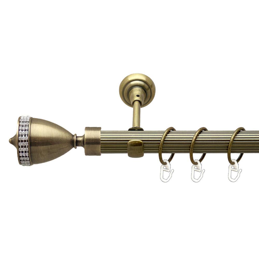 Карниз металевий Orvit Етернія однорядний відкритий/рифлена труба/кільце металеве Антик 25 мм 300 см (00-00017604)