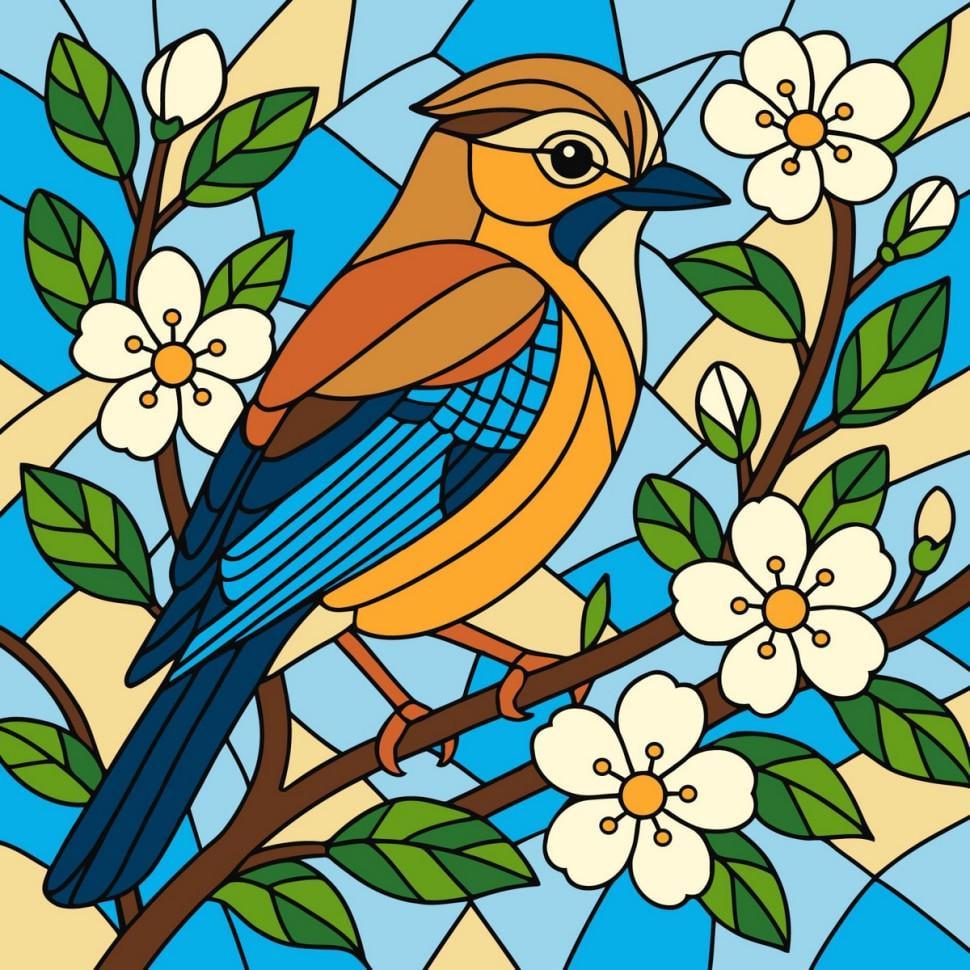 Картина за номерами Ideyka Вітраж Сойка KHO6789 30х30 см (RLT55956)