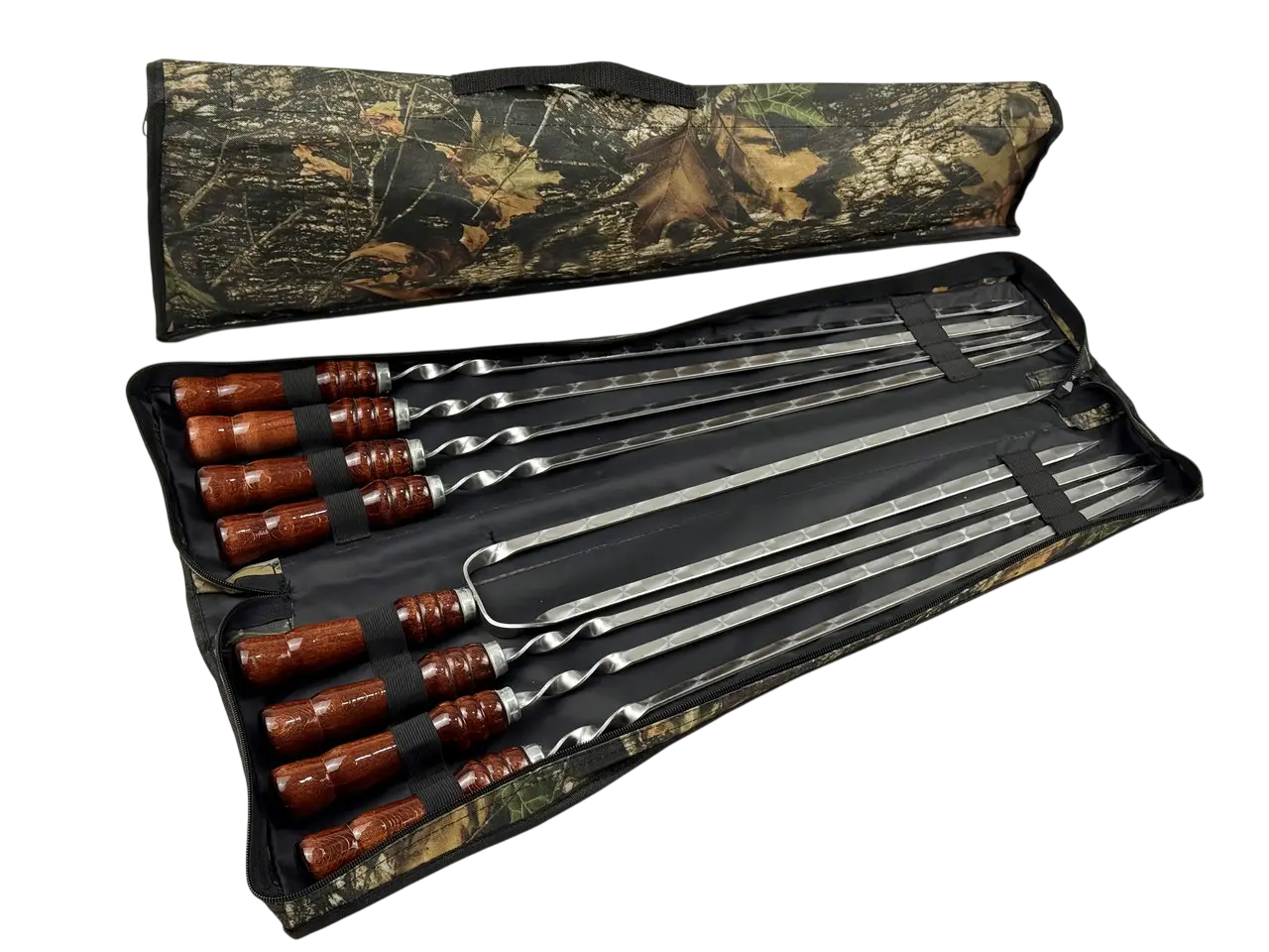 Набор шампуров в чехле GrillMaster Кизляр NB-2271 с двойным шампуром сталь 3 мм 8 пред. Коричневый (10-164-NB-2271)