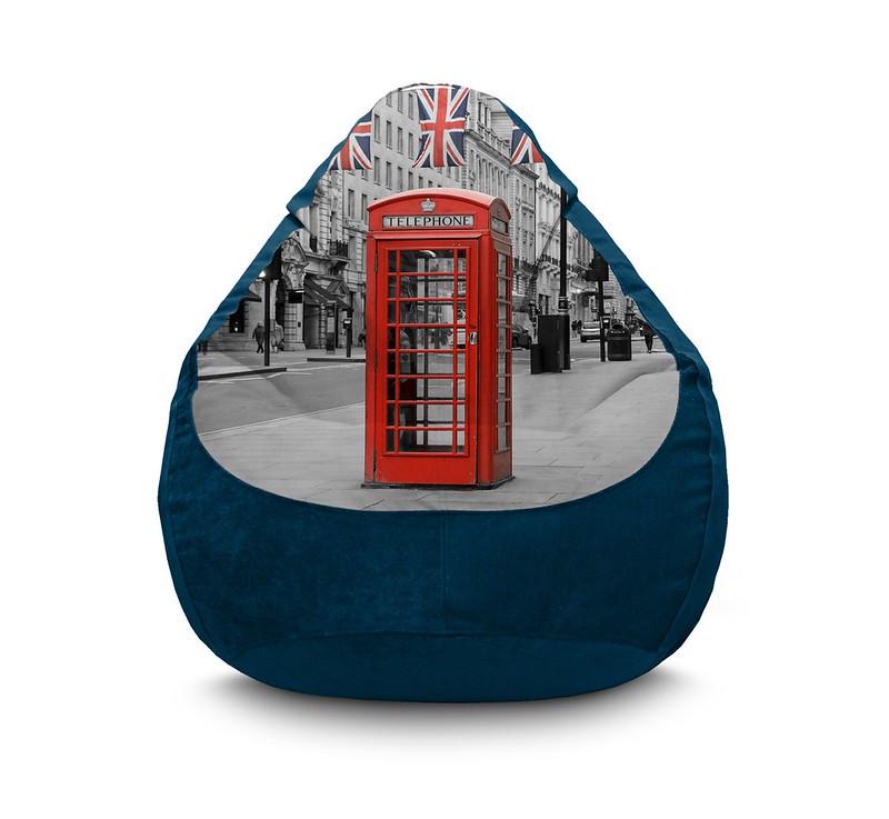 Кресло мешок iPuff London Phone station Флок XL 80x110 см Темно-синий