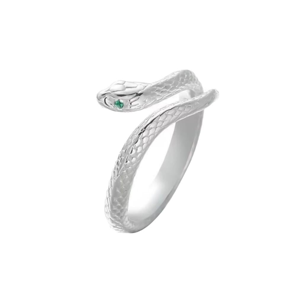Колечко у вигляді зелекоокої змії розмір регулюється Срібний (TA0093_5) Колечко у вигляді зелекоокої змії розмір регулюється Срібний (TA0093_5)