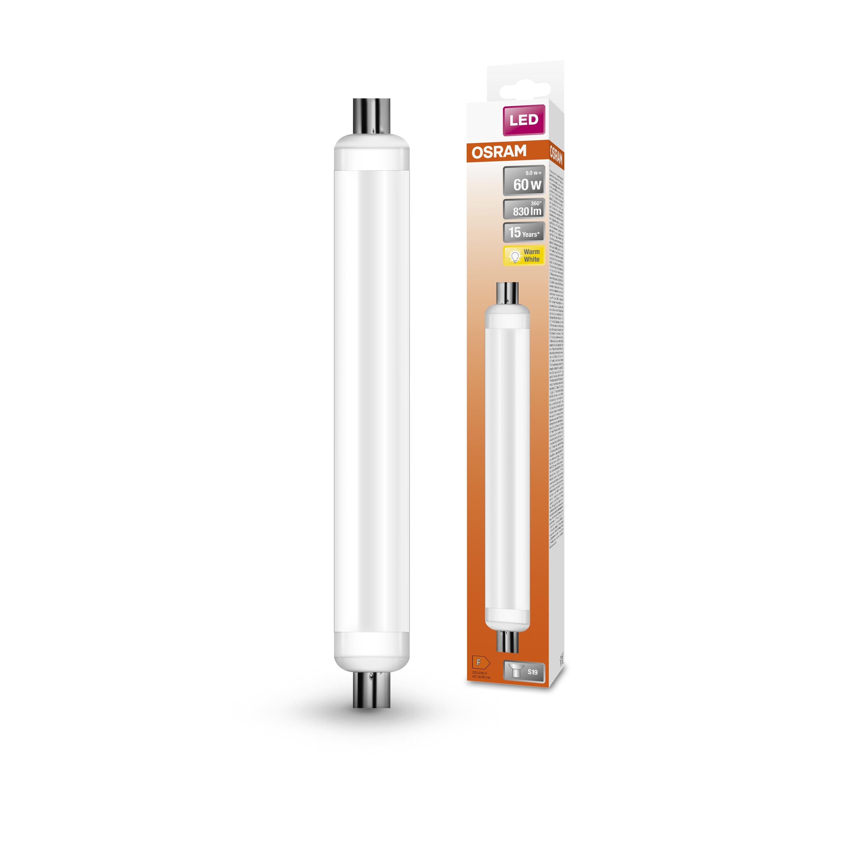 Лампа світлодіодна Osram LED LINE S15/S19 пряма 9W 220V 830lm 2700K S19s 38x310 мм (4099854059674)