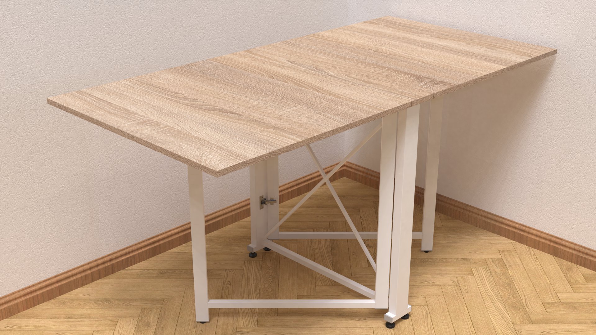 Стол-книжка трансформер Ferrum-decor Orion 2 металл/ДСП 16 мм 750x1520x730 мм Белый/Дуб Сонома (ORI211) - фото 1