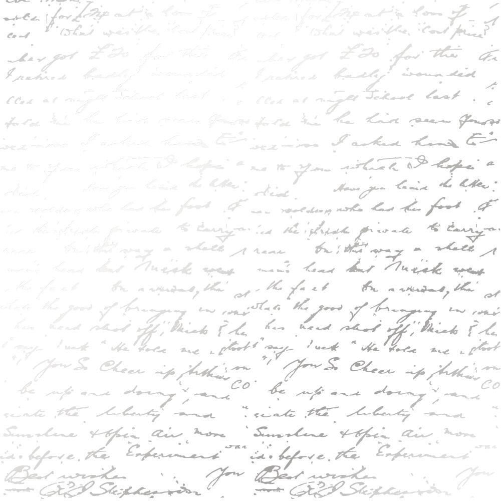 Лист паперу односторонній Silver Text із срібним тисненням 30,5х30,5 см White