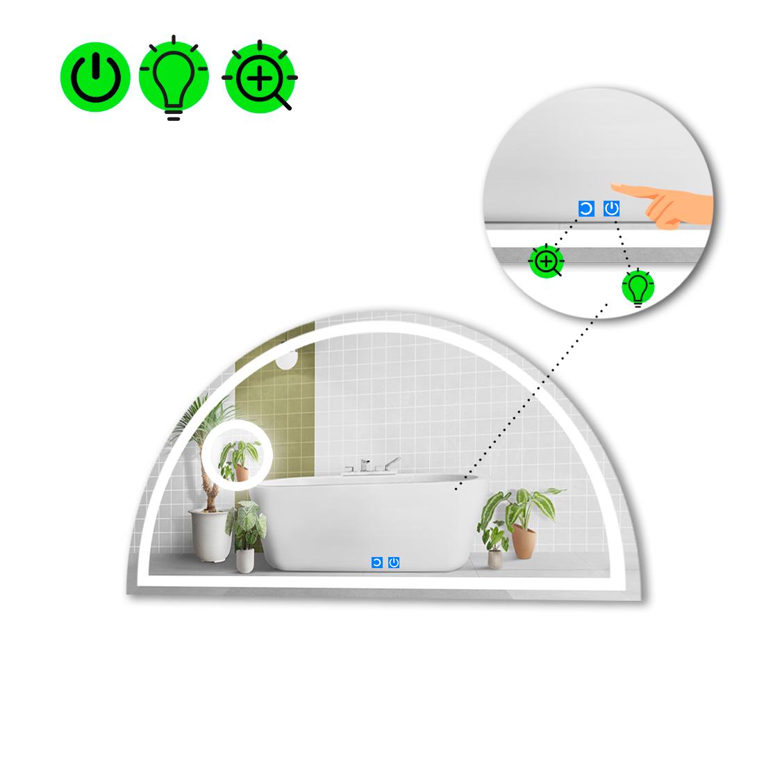 Зеркало с LED подсветкой Cerhio 1 с двумя сенсорами и линзой с подсветкой 65x130 см (Cerhio1-146)