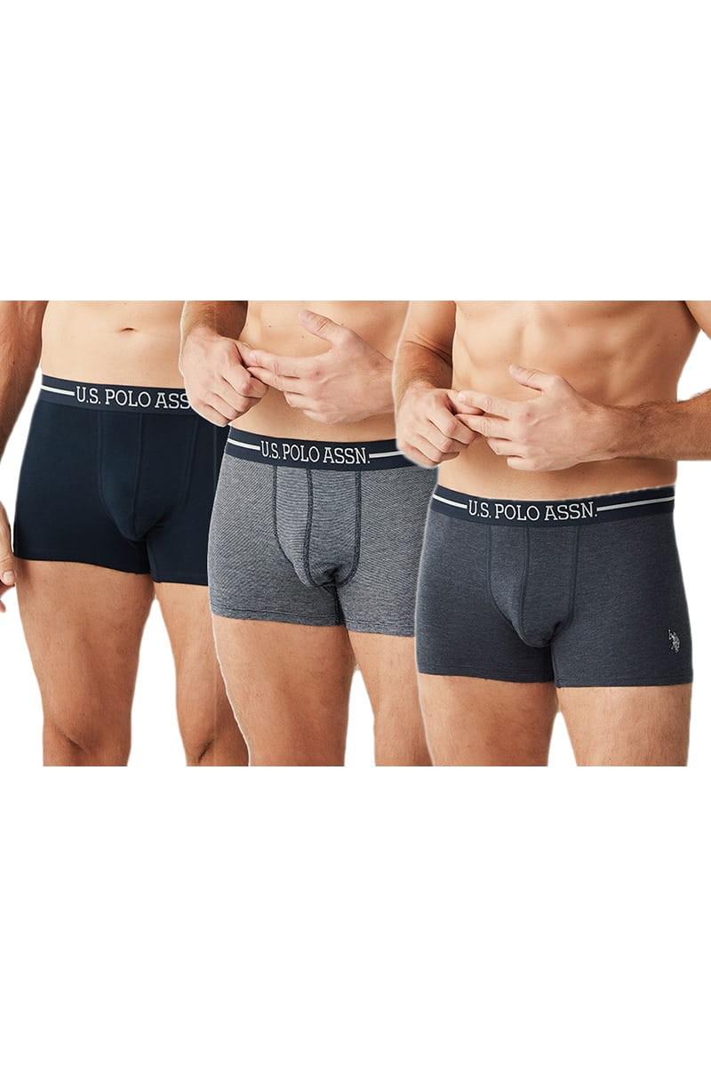 Труси боксеры U.S. Polo ASSN р. 54/2XL 3 шт. Синий/Серый (67882)