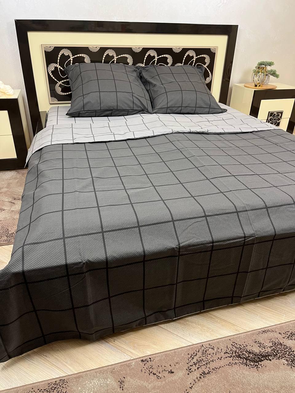 Комплект постільної білизни В клітинку 200х220 см євро бавовняний 70х70 см Сірий - фото 4 Комплект постільної білизни В клітинку 200х220 см євро бавовняний 70х70 см Сірий - фото 4