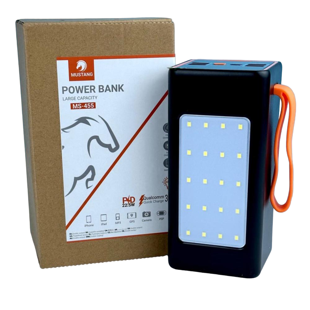 Повербанк Mustang MS-455 50000 mAh PD 22,5W быстрая зарядка + фонарь (61338)