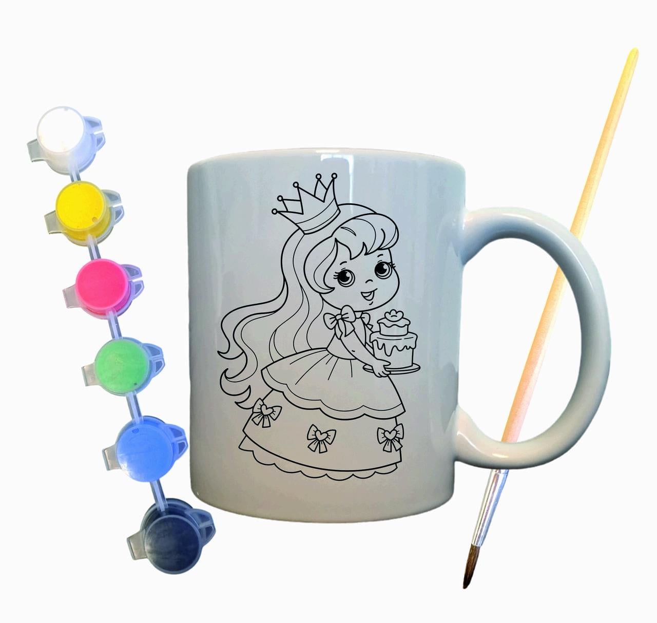 Набор для творчества кружка раскраска Принцесса 330 мл Белый (КР0001)