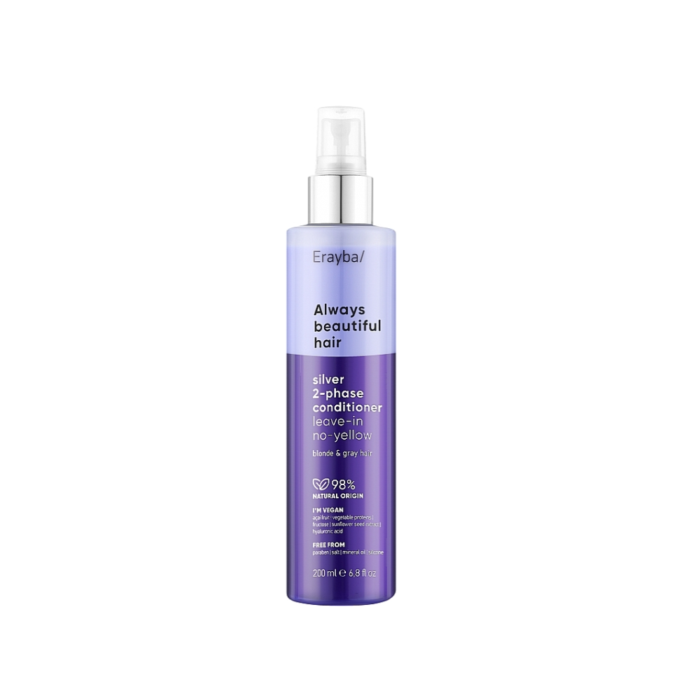 Двофазний кондиціонер проти жовтизни волосся Erayba Silver 2-Phase Conditioner Leave-in No-yellow 200 мл