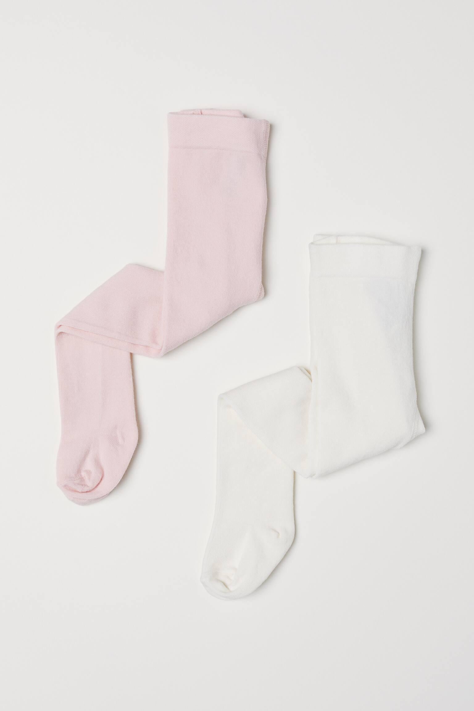 Колготки H&M 2 шт. 50-56 см Молочний/пудровий (S407493103)