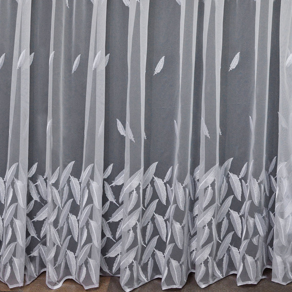 Тюль органза сітка IDEIA Перо V-01 з вишивкою 3,0 м Білий (2200004173856)